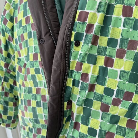 Uniqlo x Marni Oversized Down Hooded Coat Green Hand-Drawn Print S 4-10 - Picture 8 of 10